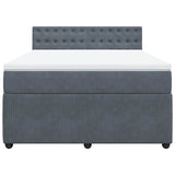 Box Spring Bed with Mattress Dark Grey Double Velvet