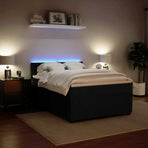 Box Spring Bed with Mattress Black Double Velvet