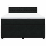 Box Spring Bed with Mattress Black Double Velvet