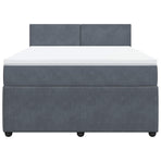 Box Spring Bed with Mattress Dark Grey Queen Velvet