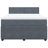Box Spring Bed with Mattress Dark Grey Queen Velvet - Rear View