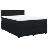 Box Spring Bed with Mattress Black Queen Velvet - Side View