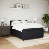 Box Spring Bed with Mattress Black Queen Velvet - Top-Down View