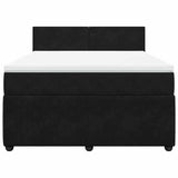 Box Spring Bed with Mattress Black Queen Velvet