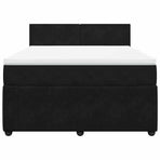 Box Spring Bed with Mattress Black Queen Velvet
