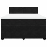Box Spring Bed with Mattress Black Queen Velvet - Rear View