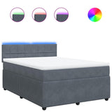 Box Spring Bed with Mattress Dark Grey Queen Velvet - Front View