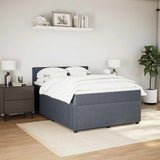 Box Spring Bed with Mattress Dark Grey Queen Velvet - Top-Down View