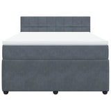 Box Spring Bed with Mattress Dark Grey Queen Velvet - Rear View