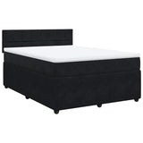 Box Spring Bed with Mattress Black Queen Velvet - Side View