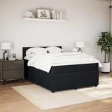 Box Spring Bed with Mattress Black Queen Velvet - Top-Down View