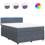 Box Spring Bed with Mattress Dark Grey Queen Velvet - Front View