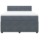 Box Spring Bed with Mattress Dark Grey Queen Velvet