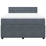 Box Spring Bed with Mattress Dark Grey Queen Velvet - Rear View