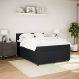Box Spring Bed with Mattress Black Queen Velvet - Top-Down View