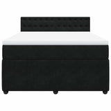 Box Spring Bed with Mattress Black Queen Velvet