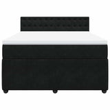 Box Spring Bed with Mattress Black Queen Velvet - Rear View