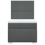 Box Spring Bed with Mattress Dark Grey King Single Fabric