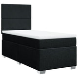 Box Spring Bed with Mattress Black King Single Fabric - Front View