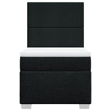 Box Spring Bed with Mattress Black King Single Fabric