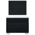 Box Spring Bed with Mattress Black King Single Fabric