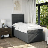 Box Spring Bed with Mattress Dark Grey King Single Fabric - Side View