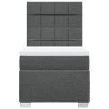 Box Spring Bed with Mattress Dark Grey King Single Fabric - Top-Down View