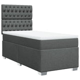 Box Spring Bed with Mattress Dark Grey King Single Fabric - Front View