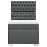 Box Spring Bed with Mattress Dark Grey King Single Fabric - Top-Down View