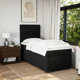 Box Spring Bed with Mattress Black King Single Fabric - Side View