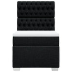 Box Spring Bed with Mattress Black King Single Fabric