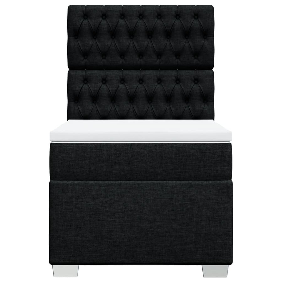 Box Spring Bed with Mattress Black King Single Fabric