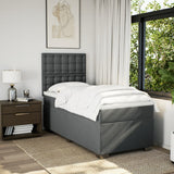 Box Spring Bed with Mattress Dark Grey King Single Fabric - Side View