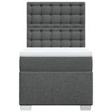 Box Spring Bed with Mattress Dark Grey King Single Fabric - Top-Down View