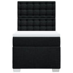 Box Spring Bed with Mattress Black King Single Fabric
