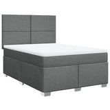 Box Spring Bed with Mattress Dark Grey Double Fabric - Front View