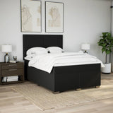 Box Spring Bed with Mattress Black Double Fabric - Side View