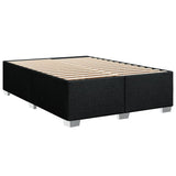 Box Spring Bed with Mattress Black Double Fabric - Rear View