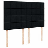 Box Spring Bed with Mattress Black Double Fabric - Low Angle