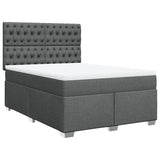 Box Spring Bed with Mattress Dark Grey Double Fabric - Front View
