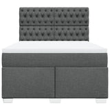 Box Spring Bed with Mattress Dark Grey Double Fabric - Top-Down View