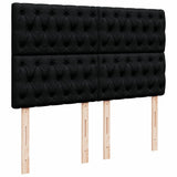 Box Spring Bed with Mattress Black Double Fabric - Low Angle