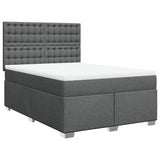 Box Spring Bed with Mattress Dark Grey Double Fabric - Front View