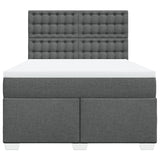 Box Spring Bed with Mattress Dark Grey Double Fabric - Top-Down View