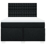Box Spring Bed with Mattress Black Double Fabric - Top-Down View
