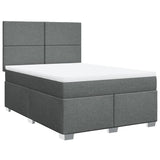 Box Spring Bed with Mattress Dark Grey Queen Fabric - Front View