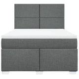Box Spring Bed with Mattress Dark Grey Queen Fabric - Top-Down View