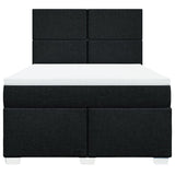 Box Spring Bed with Mattress Black Queen Fabric - Top-Down View