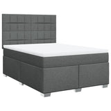 Box Spring Bed with Mattress Dark Grey Queen Fabric - Front View