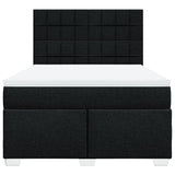 Box Spring Bed with Mattress Black Queen Fabric - Top-Down View